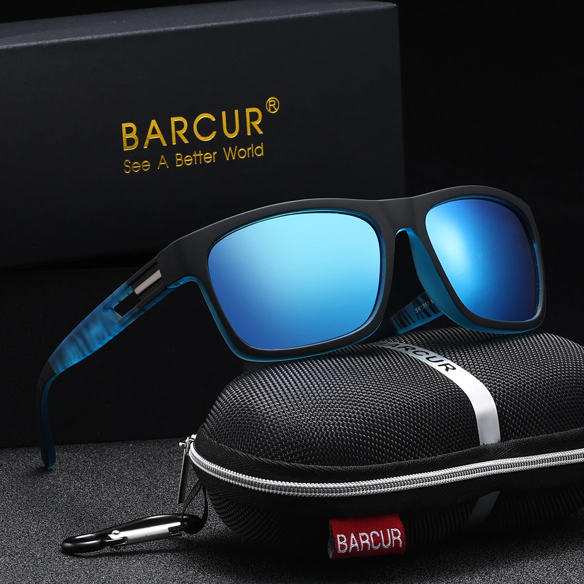 BARCUR Sport Polarized Sunglasses Colorful TAC Coating Anti Slip PC Frame Cycling Fishing Hiking Vintage Men sunglasses