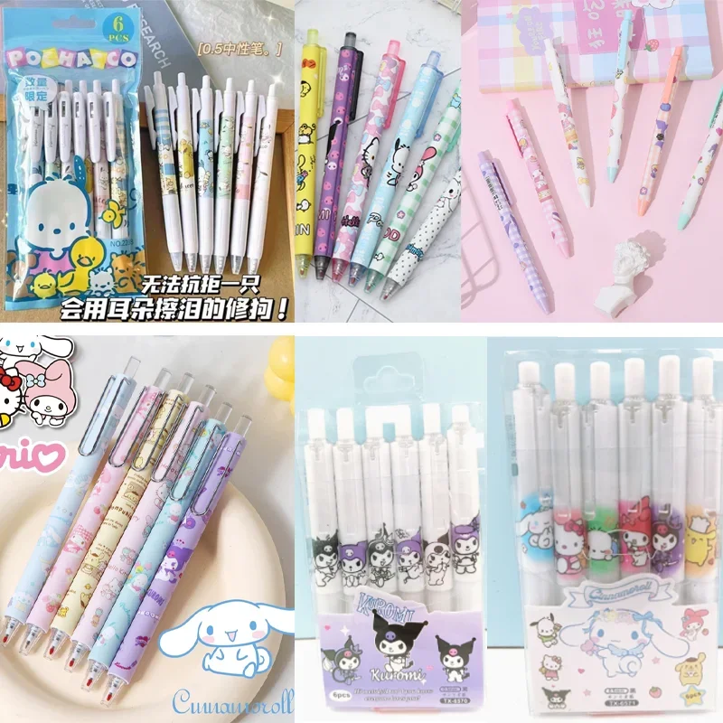 Imagem -03 - Sanrio Cartoon Gel Pen Olá Kitty Pochacco Imprensa Canetas Papelaria Estudante Material de Escritório Atacado 0.5 Preto 24 Pcs