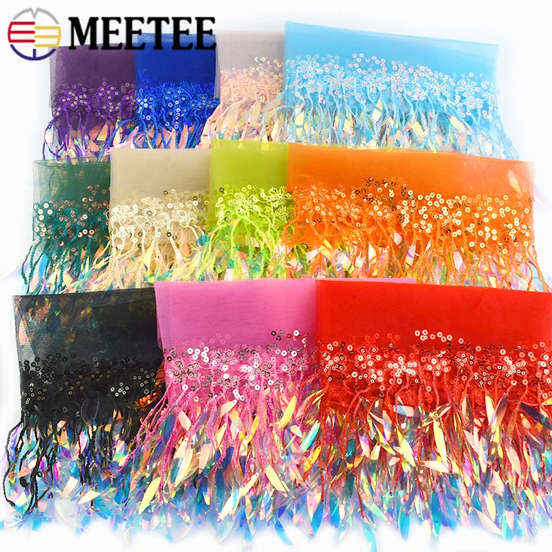 

5/10/20Yards 15mm Sequin Fringe Tassel Mesh Fringes Lace Stage Dress Decor Tassels Fabric Trimming Laces DIY Sewing Accessories