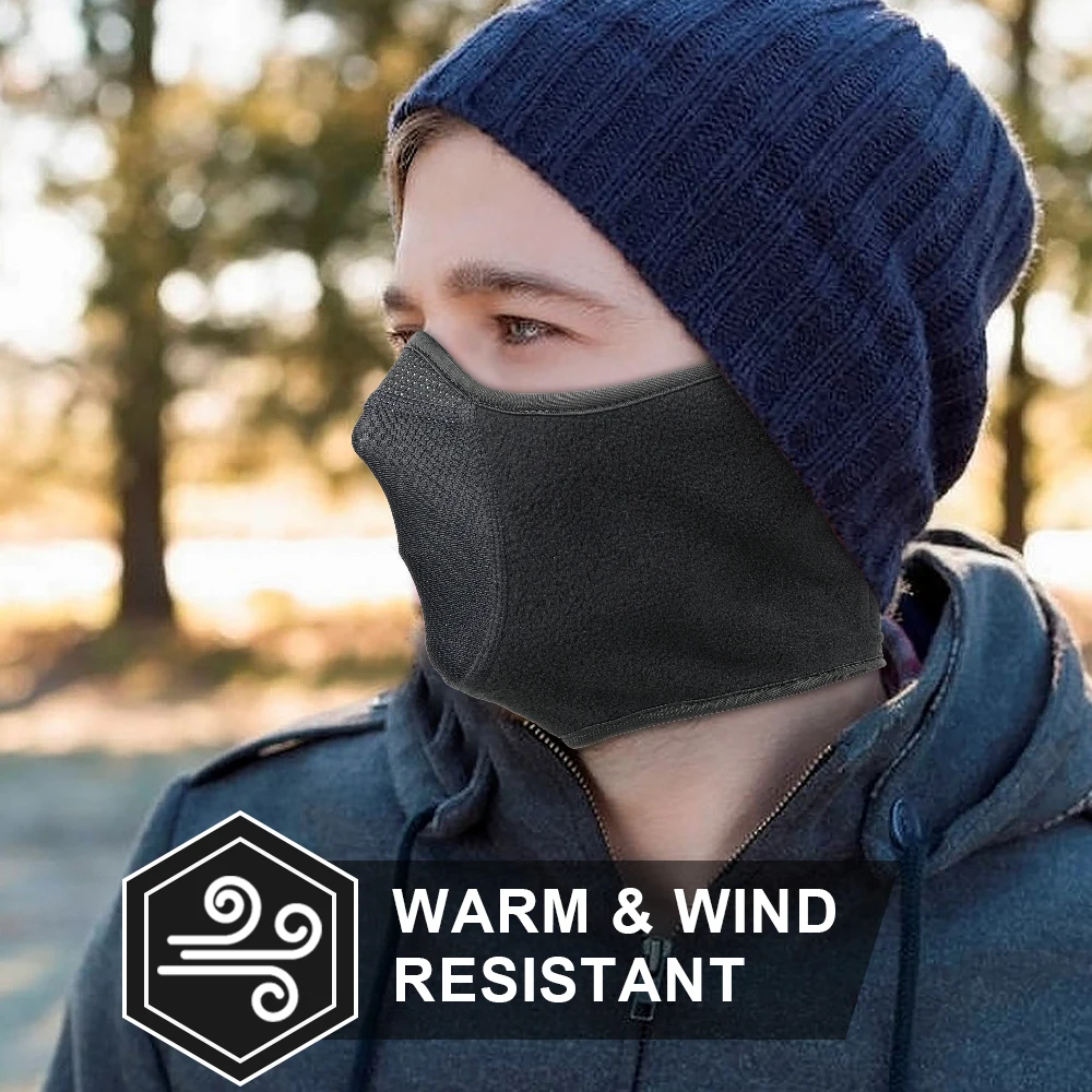 Winter Neck Warmer Ear Cover Fleece Cold Weather Face Mask Ski Snowboard Bandana Sports Cycling Hiking Running Scarf Men Women