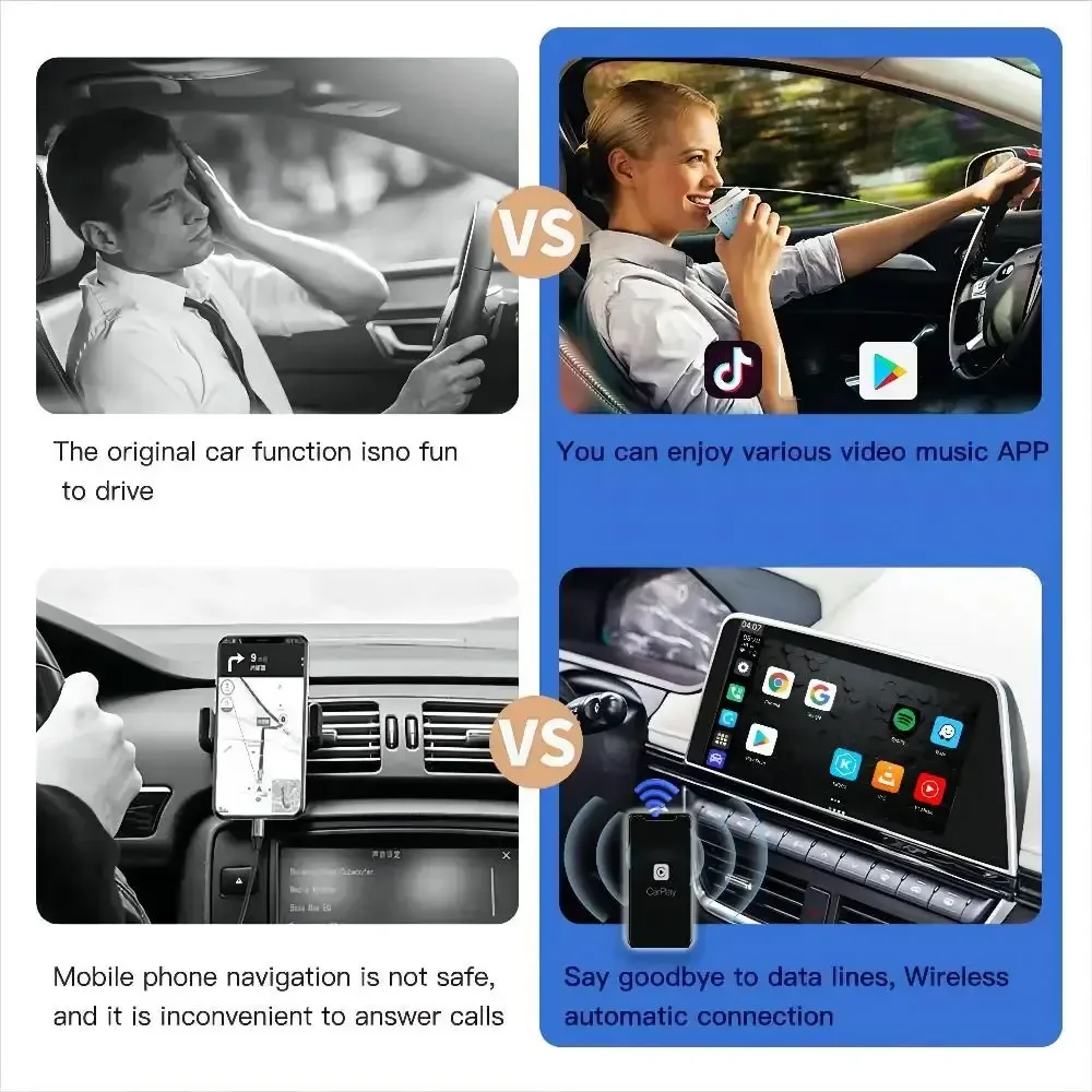 Wireless Carplay And Android Auto QCM6125 Android 13 WiFi 4g LTE Built-in GPS For Volkswagen Hyundai Volvo Ford Benz Audi Toyota