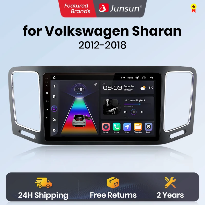 Junsun V1 AI Voice Wireless CarPlay Android Auto Radio for Volkswagen Sharan 2012-2018 4G Car Multimedia GPS 2din autoradio