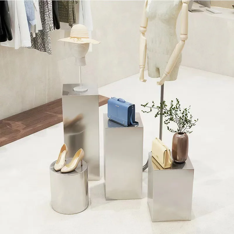Clothing Store Showcase Show Window Decoration Booth Stainless Steel Brushed Water Table Shoe Bag Nakajima Table