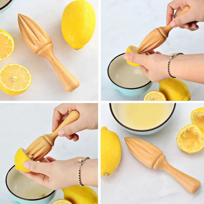 Manual Lemon Squeezer Natural Beech Wood Hand Press Juicer Fruit Orange Juice Extractor Ten-corner Design Kitchen Tool