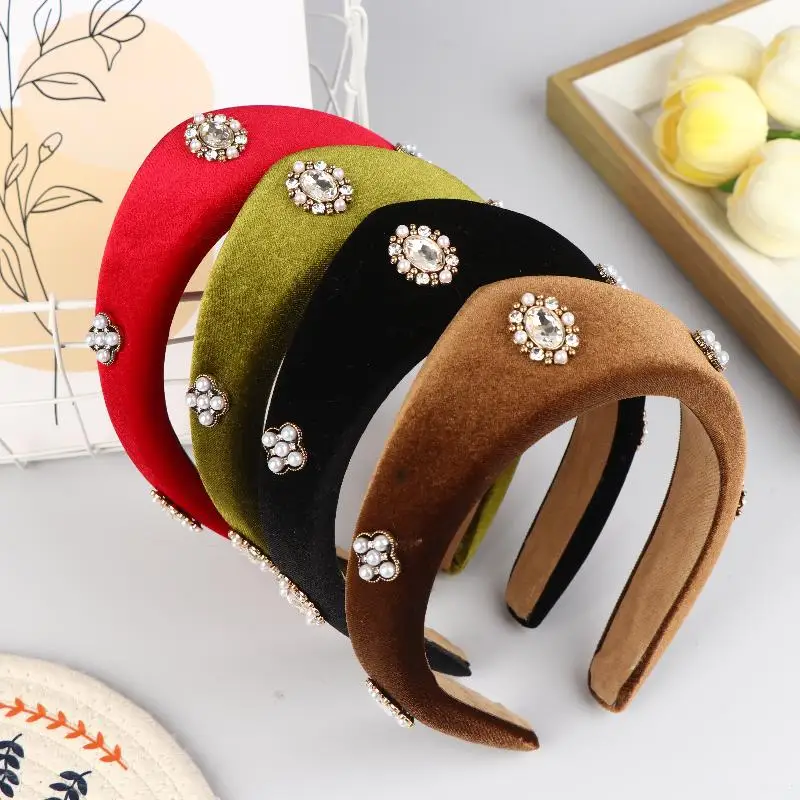 

(Лето6) 1 шт. бархатная повязка на голову для женщин, европейская и американская британская ретро-шпилька для волос, повязка на голову для девочек, домашний головной убор для отдыха