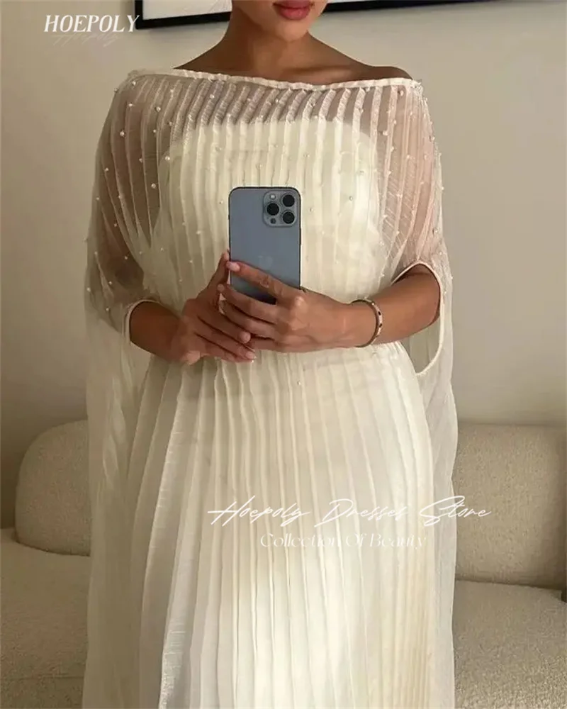 Hoepoly Off The Shoulder Neckline Prom Dress Long Sleeves With Floor Length Evening Elegant Party Dress For Women2023