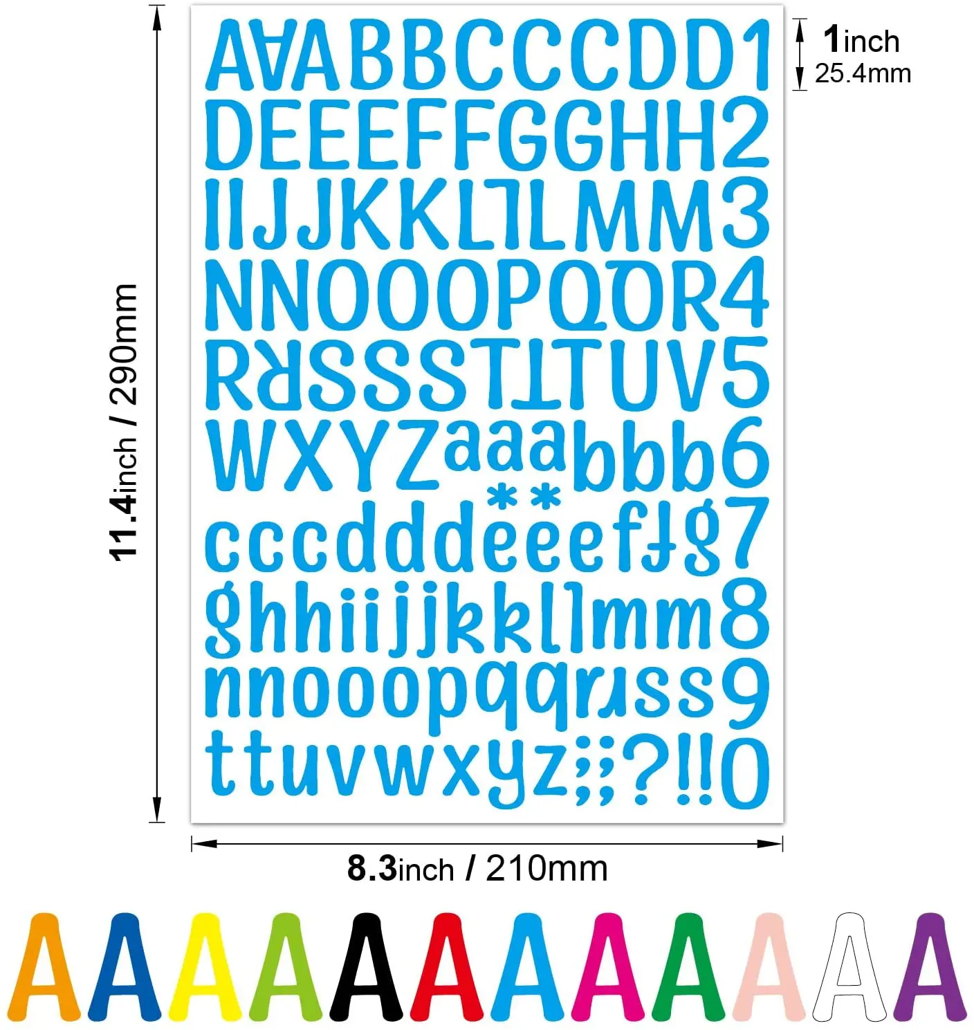 12 Sheet Colorful Letter Sticker Labels, Number Stickers for Crafts Self Adhesivey Alphabet DIY Vinyl Decorative Letter Decals