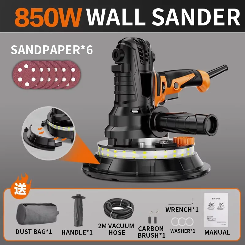 Dust-Free Wall Sander 850W Drywall Sander Portable Sanding and Polishing Machine Self-Contained Dust Collection