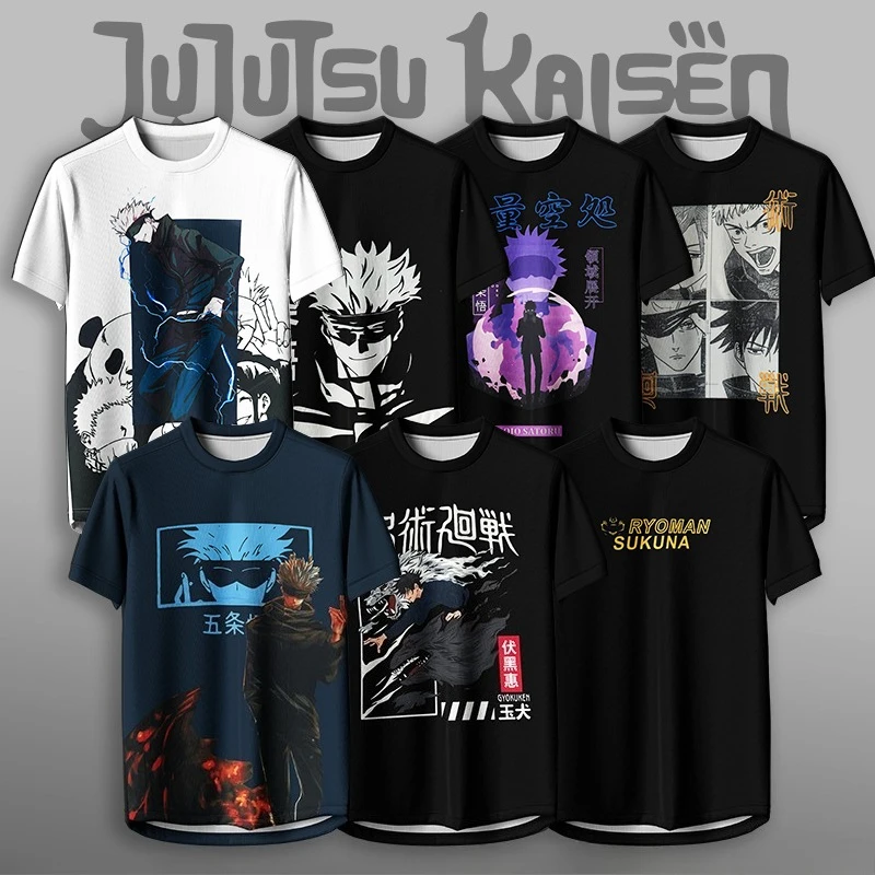 

Jujutsu Kaisen Anime T-shirt Bundle Men's Women's Gojo Sukuna Megumi Manga Print Casual Streetwear Breathable Tees Set