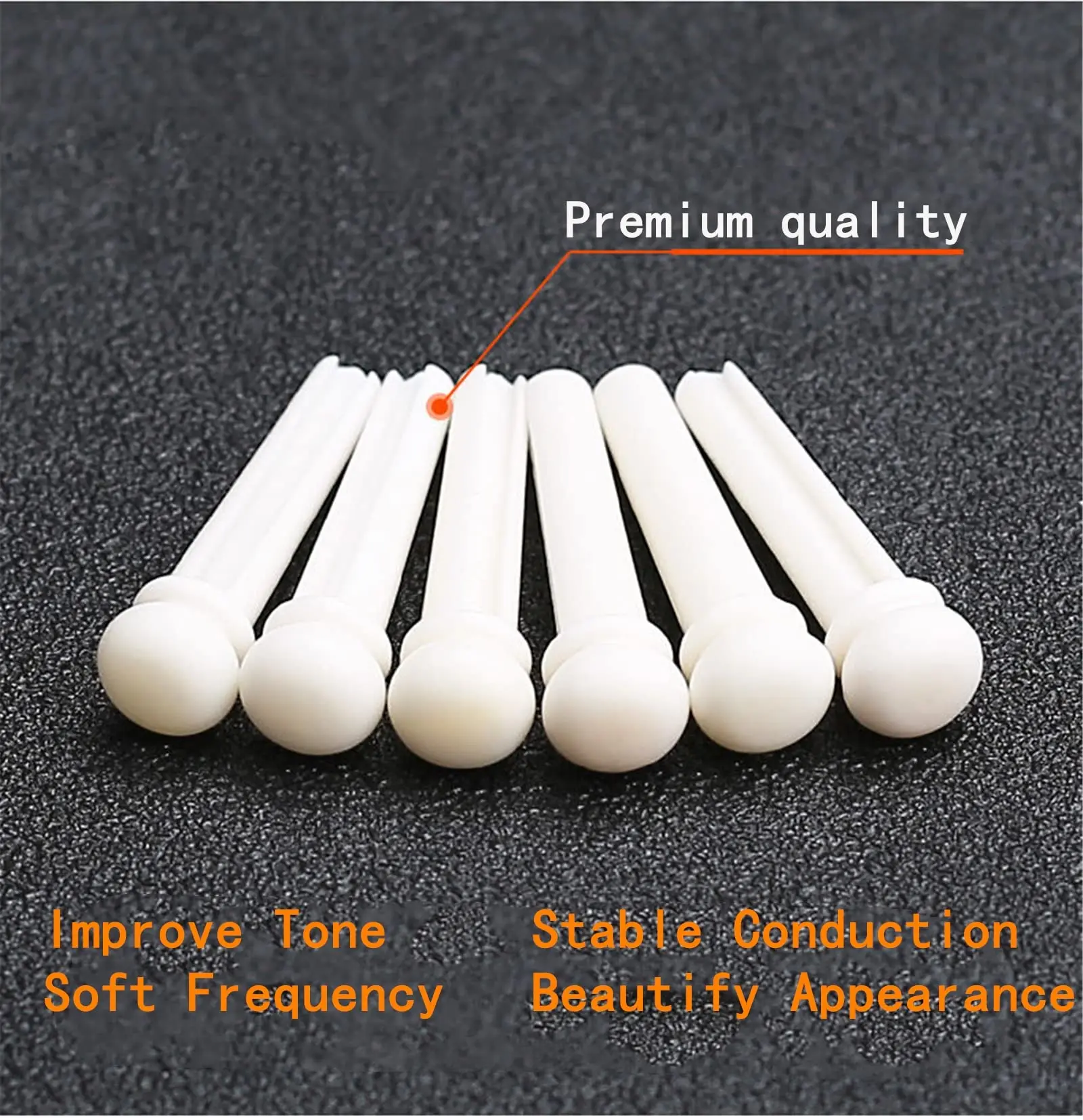 Miwayer 6pcs Guitar Bone Bridge Pins Bovine bone String Nails for 6 & 12 String Acoustic Guitar  Fixed String Nails