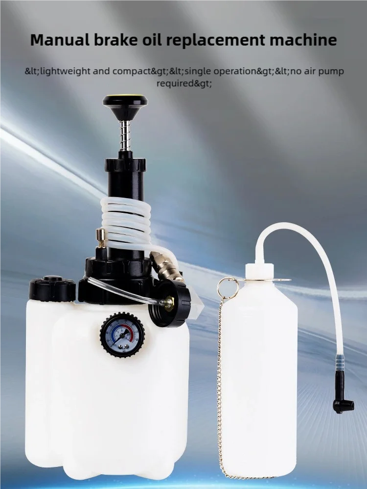 Kit sangrador de freio profissional 3L - Bomba de vácuo manual com medidor de pressão, 4 adaptadores de cilindro mestre para carro e motocicleta