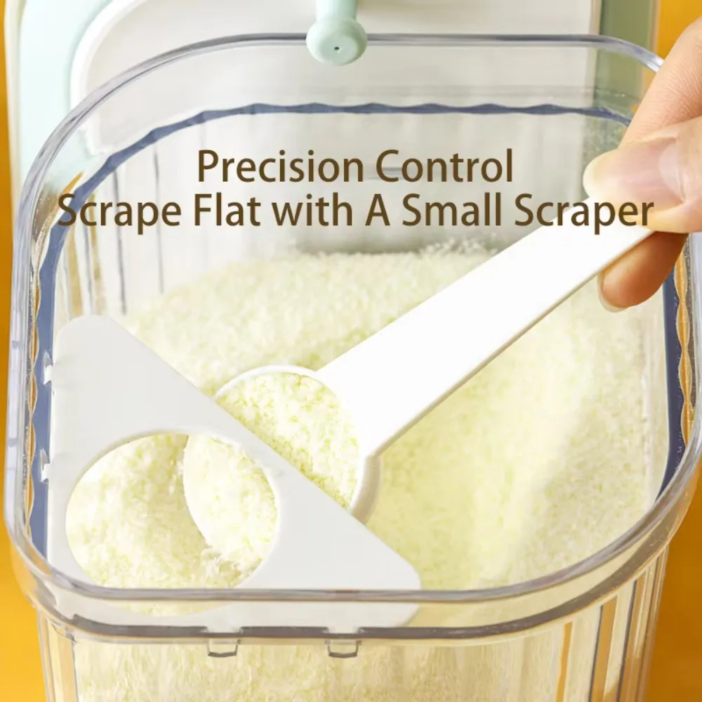 ストライプ柄ミルクパウダー収納ボックス スプーン付き プラスチックミルクパウダー缶 漏れ防止 防湿 食品密封ジャー ホーム