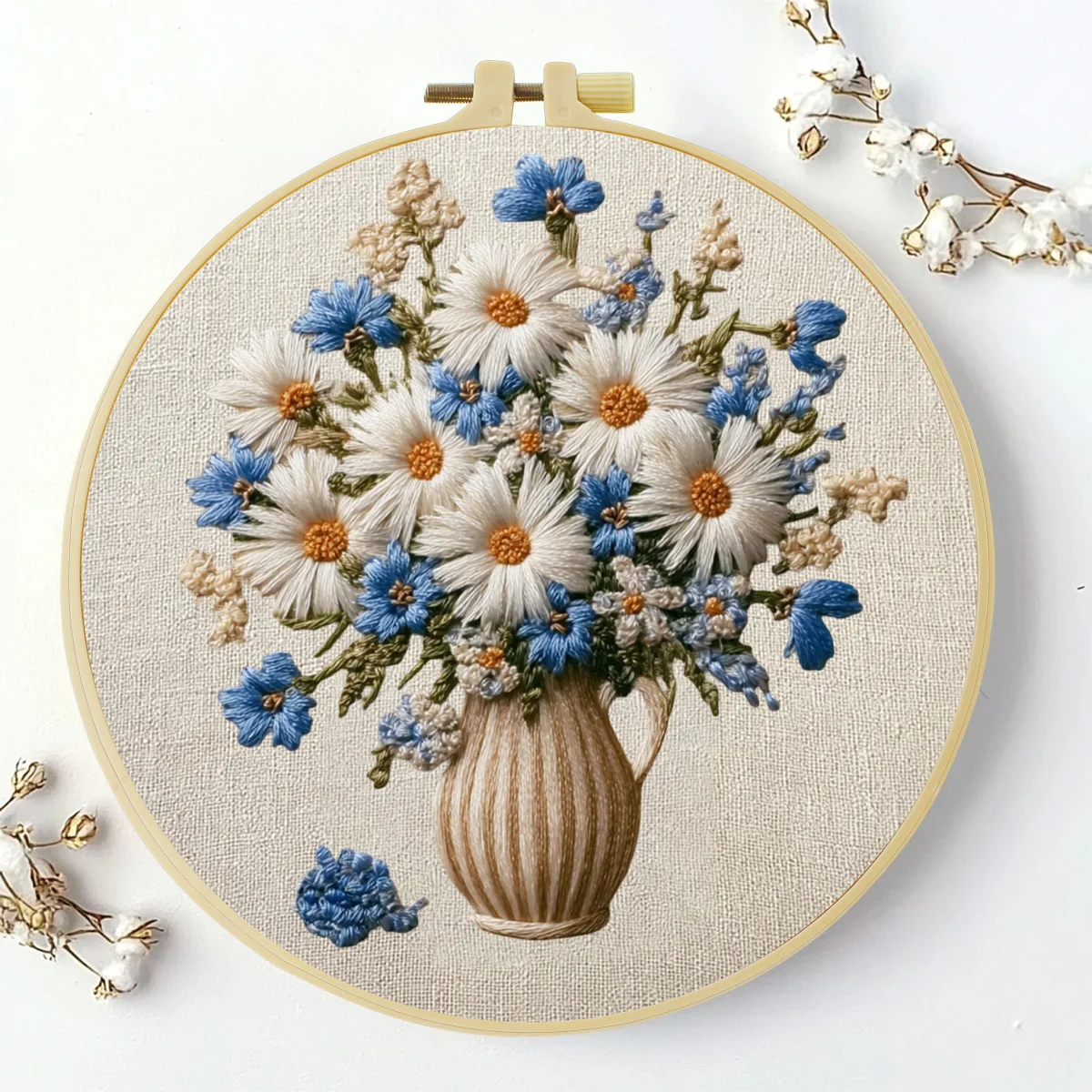 1 Stück 20X20CM/15X15CM 7,87/6,3 Zoll Blumen-Stickerei-Starter-Kit DIY-Kit DIY-Stickerei-Set Handarbeiten Nadelkunst Nähkunst – Detail 1