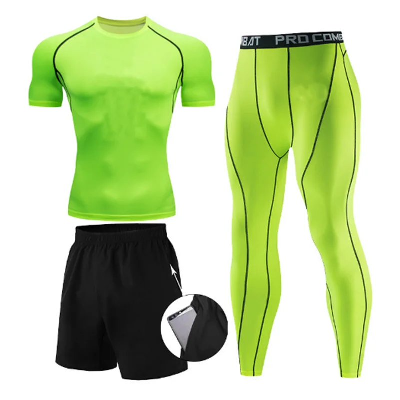 Sportswear Gym Fitness Shirt Tracksuit Men's Running Sets Compression Basketball Underwear Tights Jogging Sports Shorts Suits