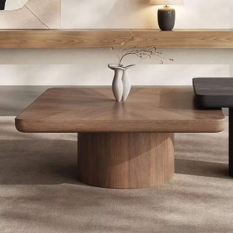 

Medieval style walnut wabi wind coffee table combination square household living room small apartment Italian style