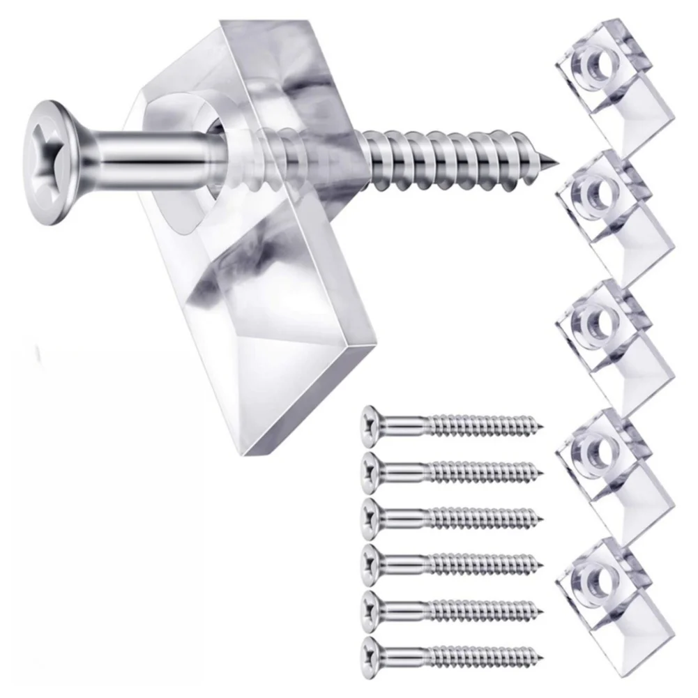 Get Your Mirrors and Glass Hanging Safely Mirror Holder Clips Set Clear Plastic and Metal Screws 10 Pieces Get