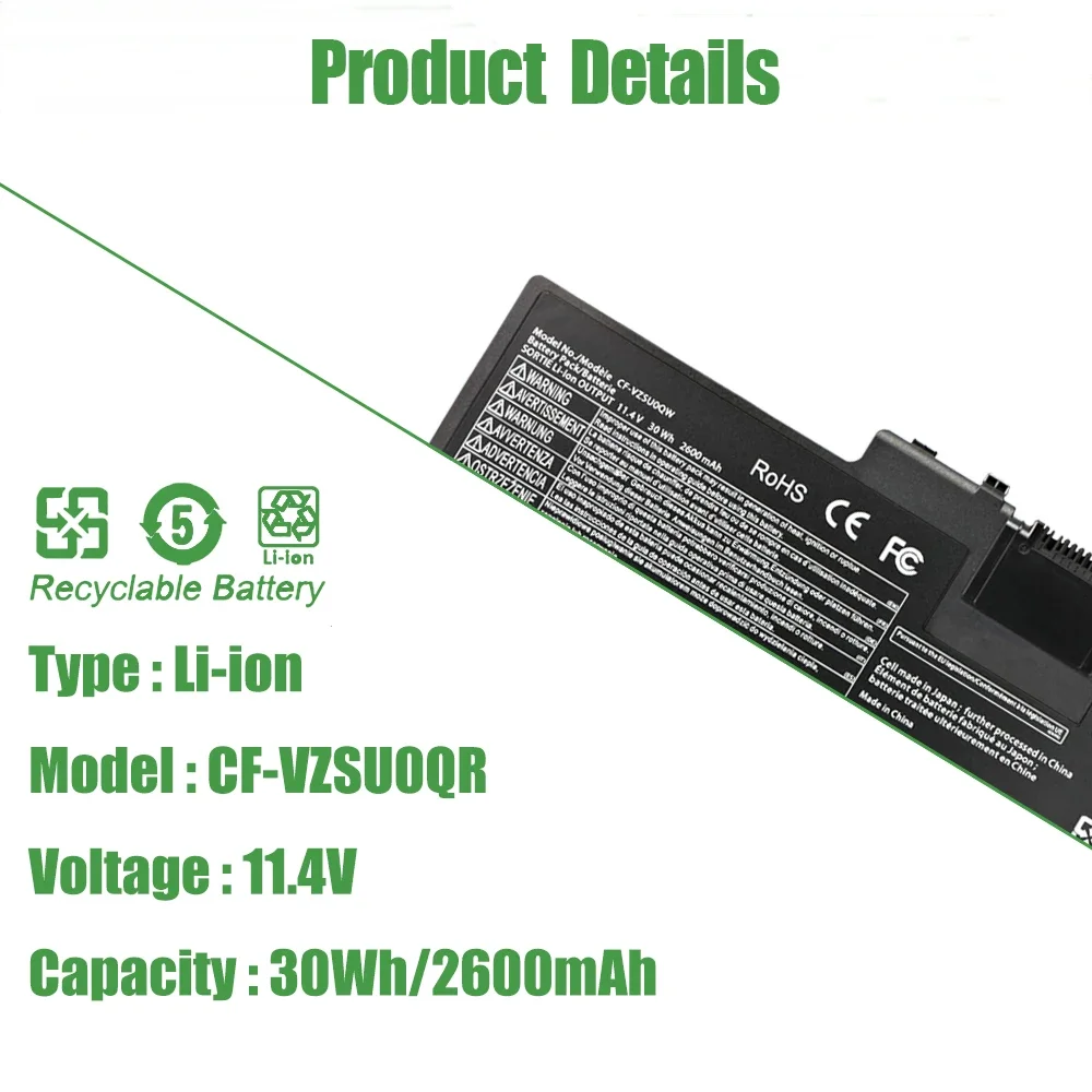 30Wh CF-VZSU0QR Battery for Panasonic ToughBook CF-20 Toughpad FZ-A2 Tablet CF-VZSU0QW CF-VZSU0QK CF-VZSU0QJS