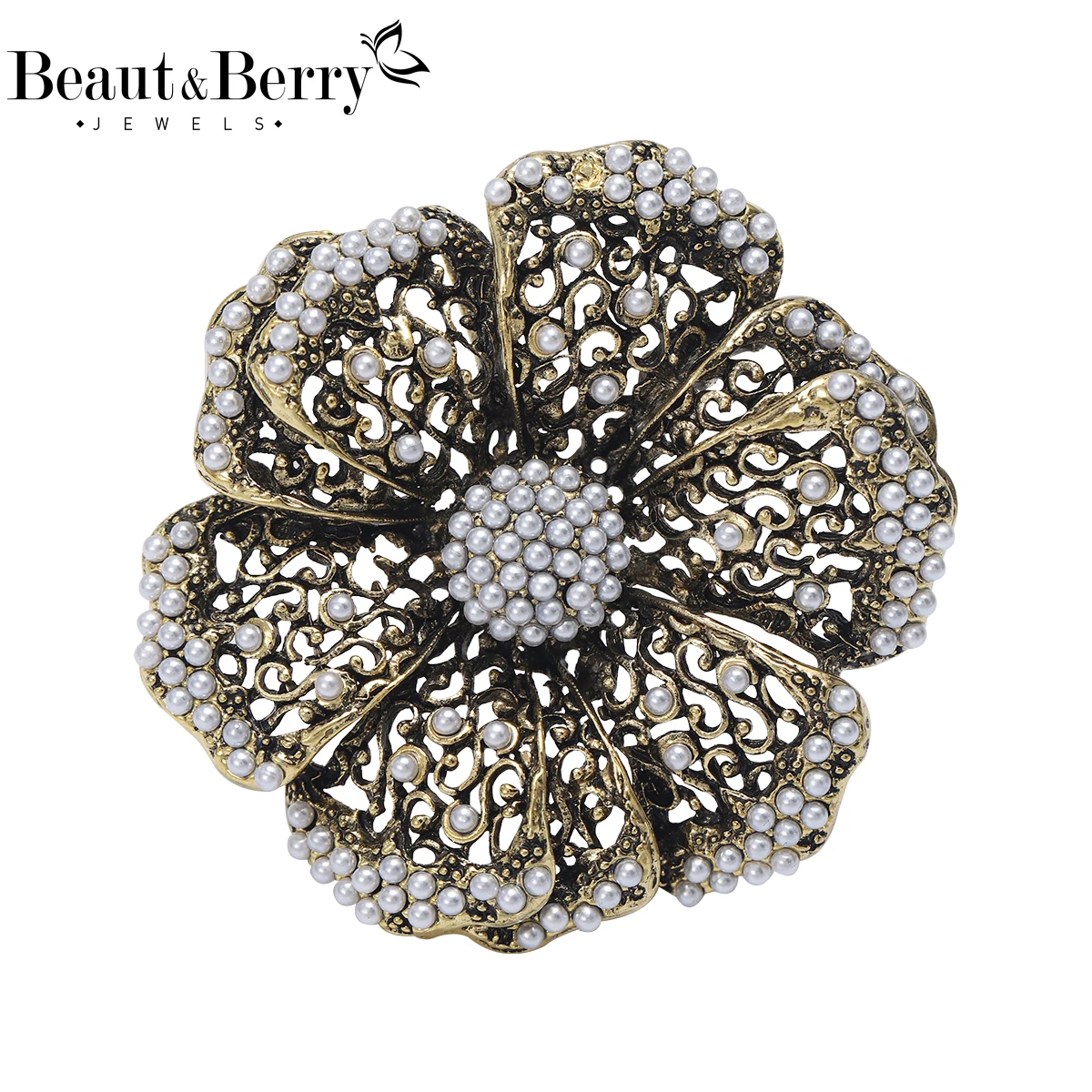 

Beaut&Berry Vintage Rhinestone Flower Brooches for Women Unisex Plant Pins Casual Party Jewelry Accessories Gifts Decoration