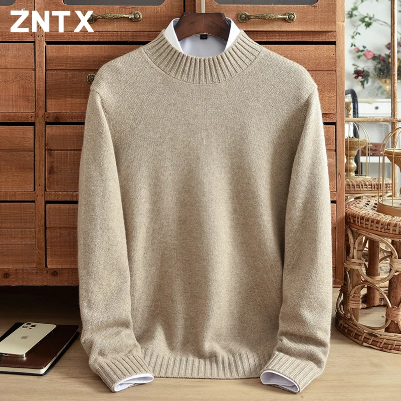 

Half turtleneck pure cashmere sweater men's thick loose pullover Korean version casual warm sweater youth winter large size