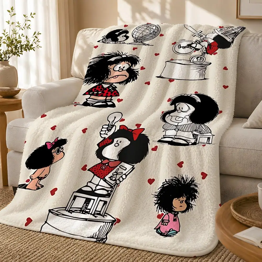 Cartoon M-Mafalda Throw 1pc Flannel Blanket Soft Lightweight Warm Cozy For Bedroom Sofa Bed