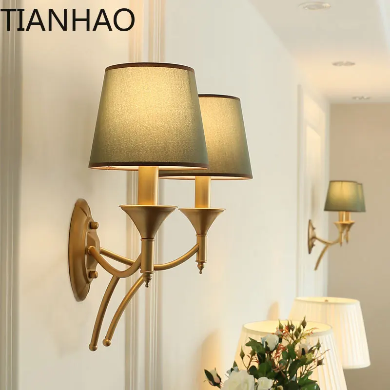 American Wall Lamp Bedroom Bedside Living Room Simple Country Wrought Iron Staircase Corridor