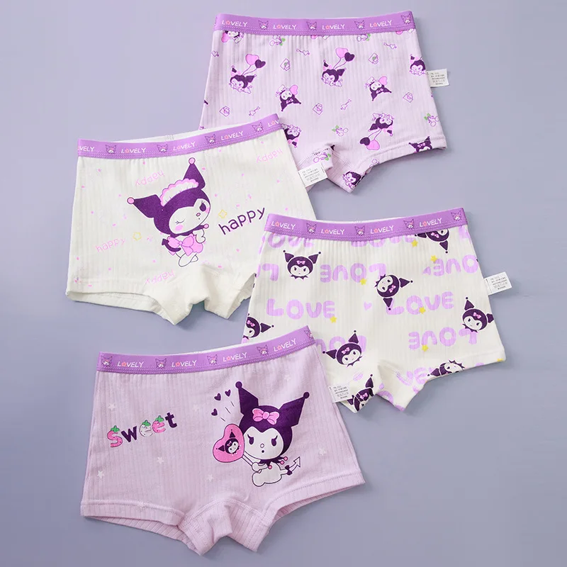 

4pcs Cartoon Sanrios Kuromi Children Underpantsteen Girl Sanrio Panties Briefs Underwear Kids Boxer Panties Girl Shorts Briefs