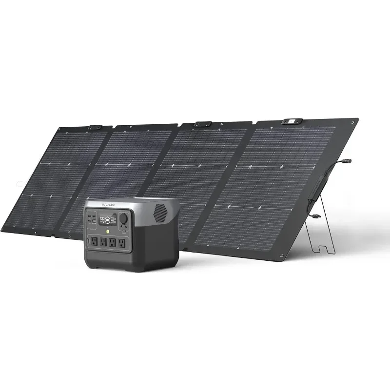 EF ECOFLOW Solar Generator RIVER 2 Pro 768Wh LiFePO4 Battery with 220W Solar Panel, 4x800W AC Outlets (1600W Surge)