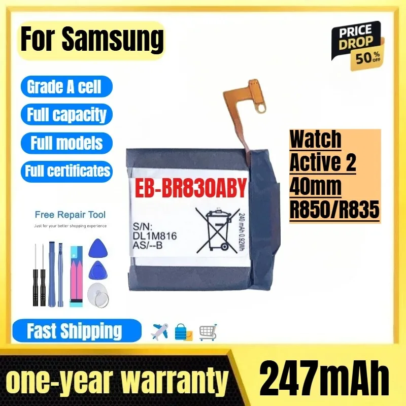 EB-BR830ABY for Samsung Watch Active 2 40mm/R850/R835 Watch Battery High Quality  Replacement Bateria Grade A Cell with Tools