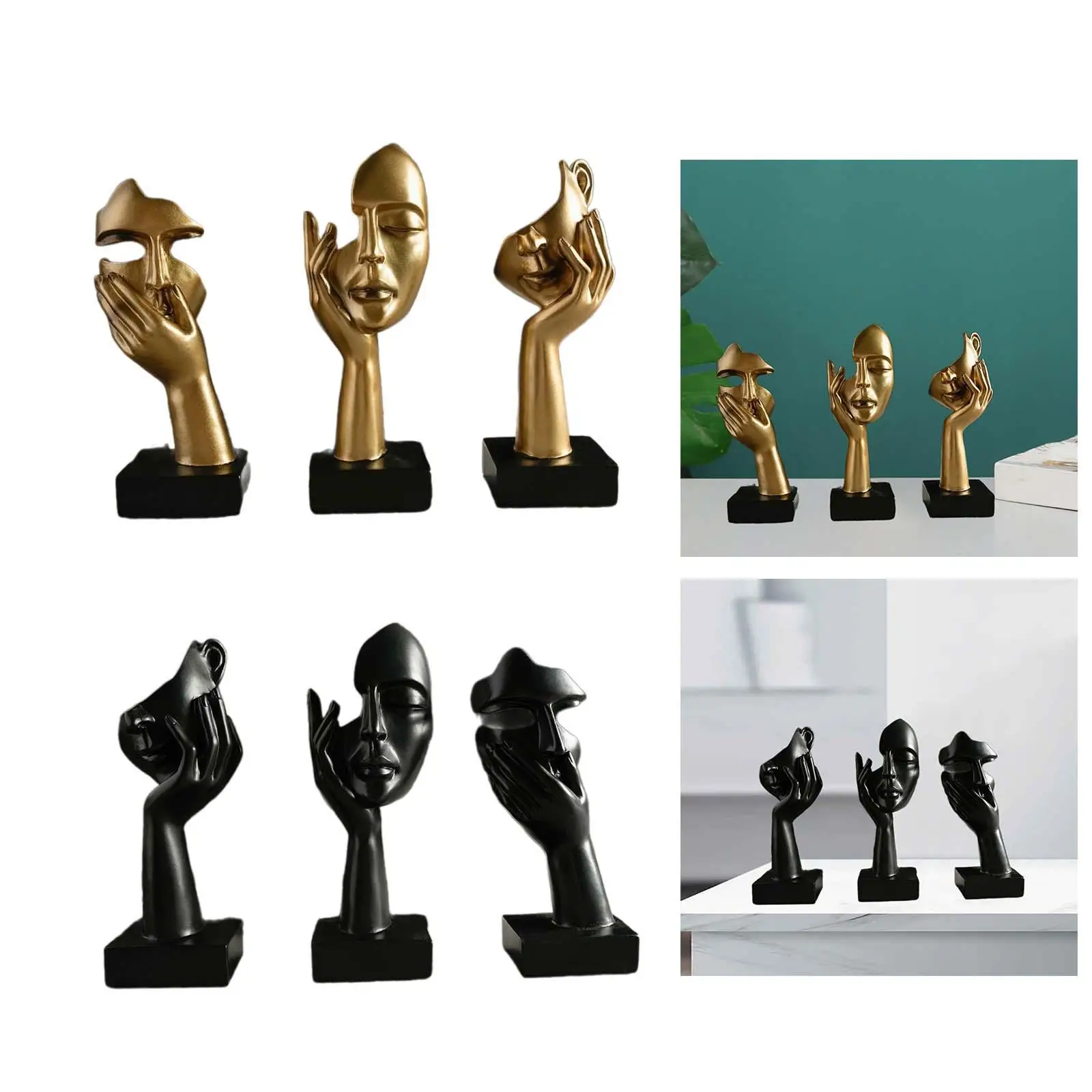 

3x Resin Thinker Statues Birthday Gifts Souvenirs Centerpieces Tabletop Decorations for Office Entryway Desk Living Room Shelf