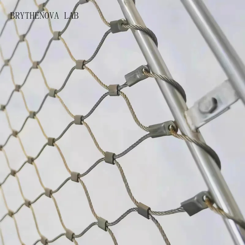 304 Stainless Steel Wire Rope Mesh Weaving Buckle Type School Anti Safety Fall Protection Grid Metal Plant Climbing Soft Net