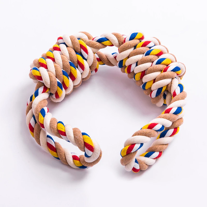 Dog Knot Toy Pet Dog Toys Braided Cotton Rope Interactive Toy Molar Bite Resistant Cleaning Teeth Interest Pets Supplies