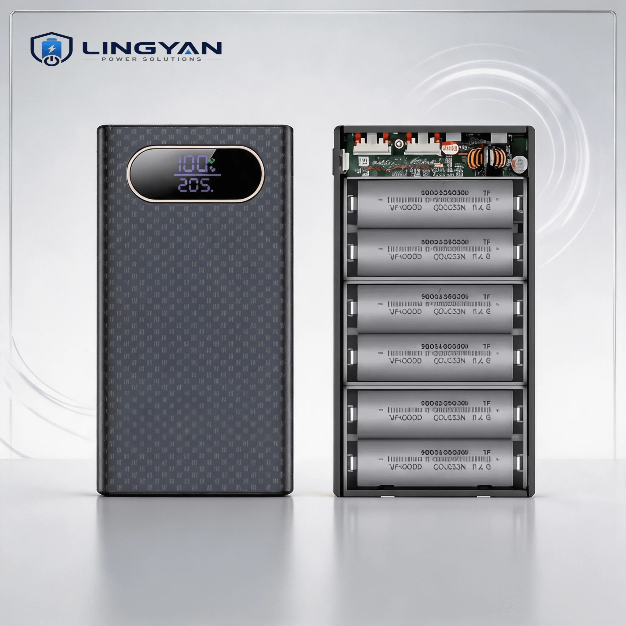 Fast‑Charging Removable DIY Power Bank Housing PD100W 6×21700 Tool‑Free Design For Laptop Phone Electronic Device, No Battery