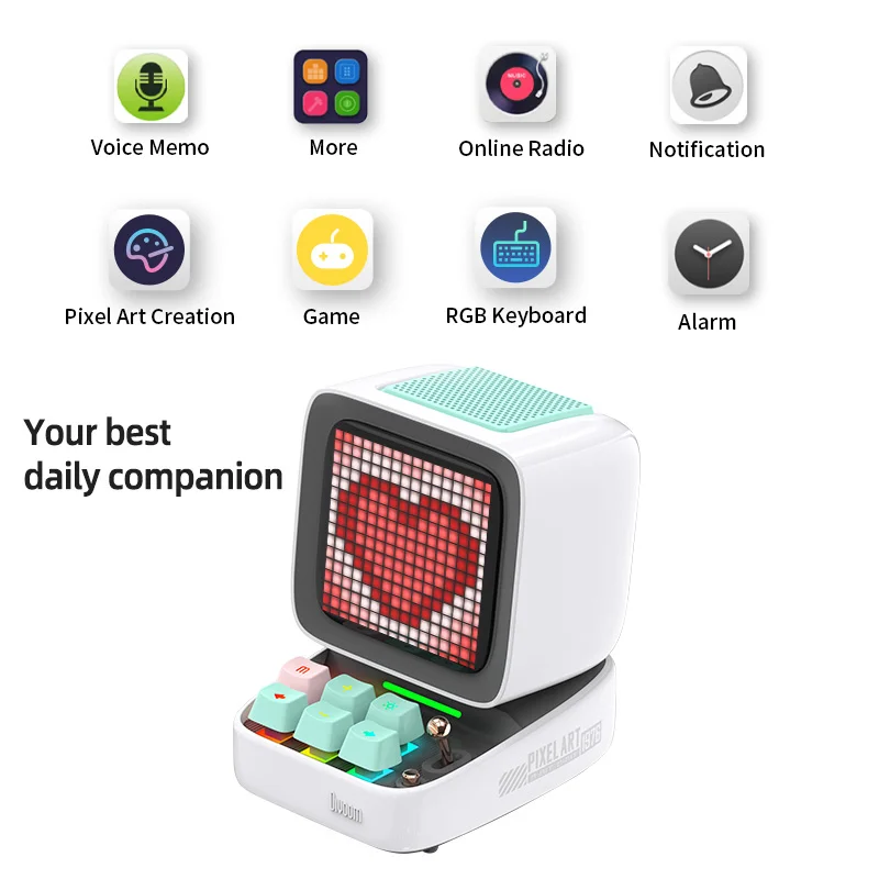 Divoom Ditoo-Pro bluetooth desktop bluetooth speaker portable kids lametric time clock pixel art retro  gaming room alarm clock