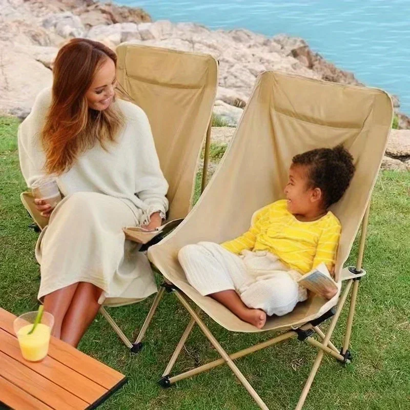 Foldable Moon Chair with High Backrest for Outdoor Fishing, Camping, and Picnics - Portable and Lightweight
