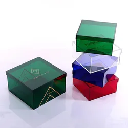 Colorful Acrylic Storage Box with Lid, for Wedding, Party, Anniversary Accompanying Gifts Box, Cosmetic Storage Case, Reusable