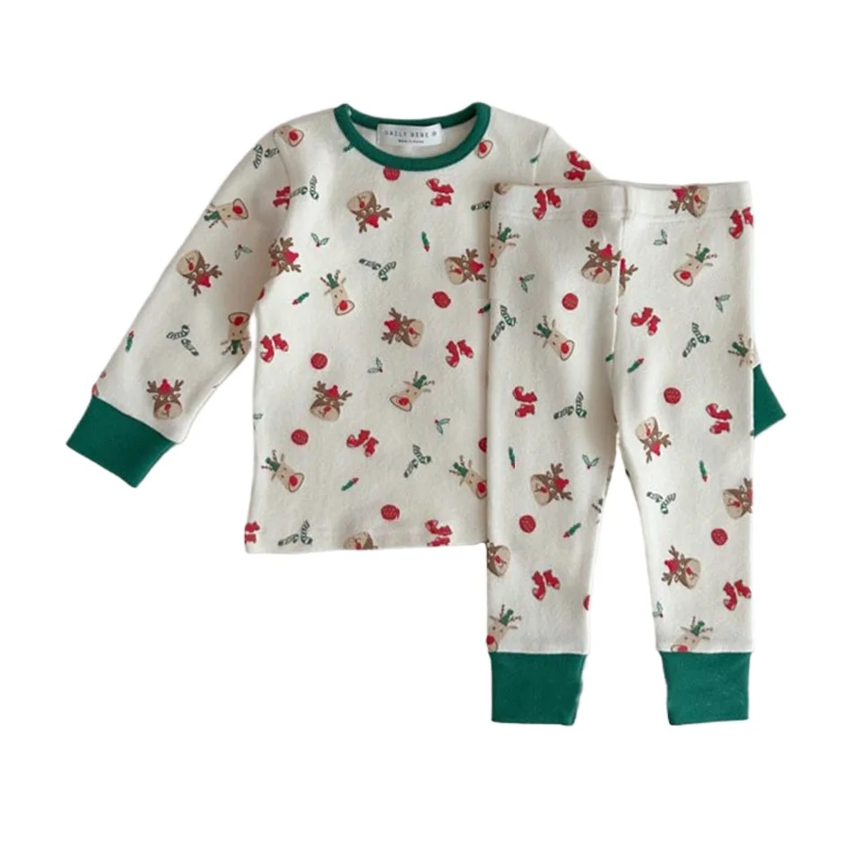 Christmas Baby Pajamas Set 2-Piece Cotton Soft Kids Sleepwear Holiday Themed Outfit for Infant Cute Xmas Clothes For Baby
