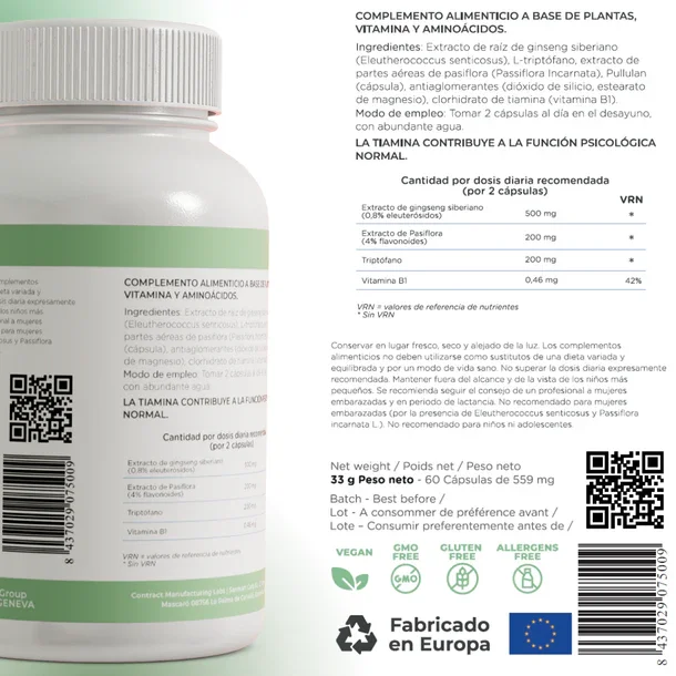 Anti-stress complex |   Calm without drowsiness or dependence -60 vegetable capsules |   Bioactive labs