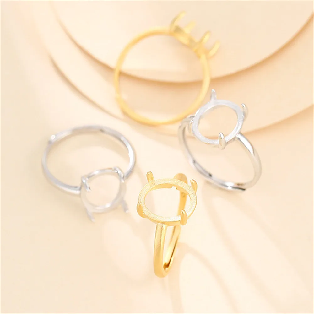 Adjustable Ring Blank for 7x9mm/8x10mm/9x11mm/10x12mm/12x16mm/13x18mm Oval Cabochons Gold Plated 925 Silver Ring Base