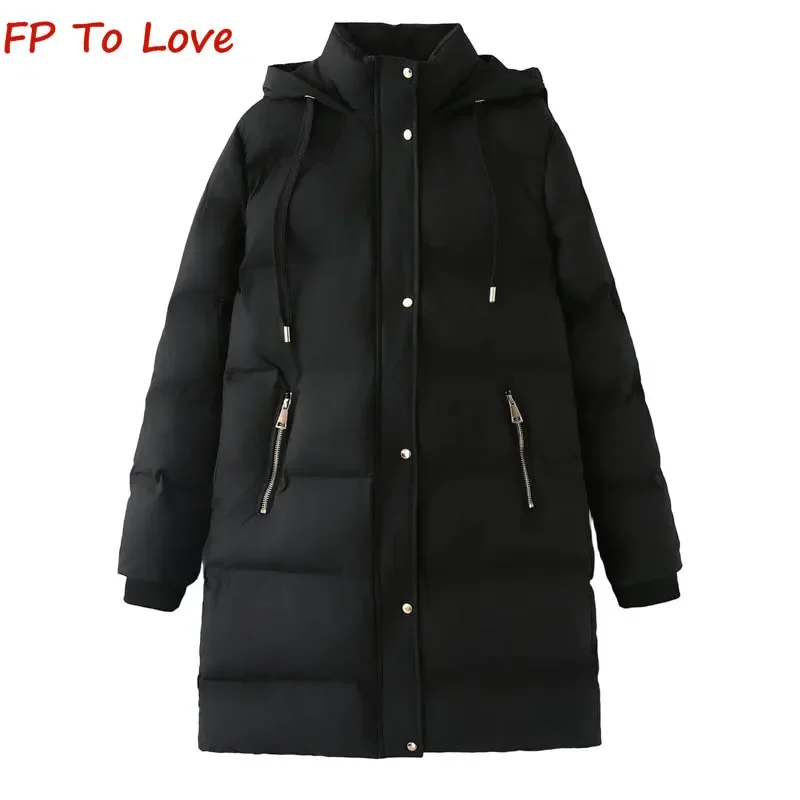 Zip Jacket Long Cotton Clothes Hooded Section Warm Bread Clothes Winter Casual Cotton Jacket 3046206 706