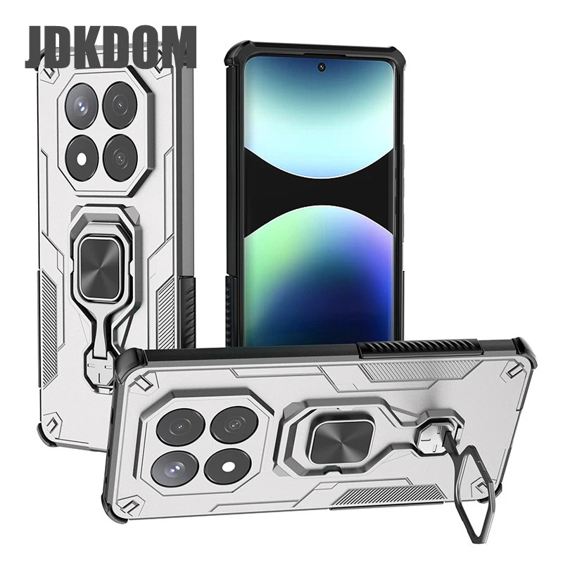 

JDKDOM Shockproof Magnetic Bracket Armor Case For Redmi Note 14 Pro Plus 5G Lens Protection Cover For Redmi 14R 14C A4 Turbo 4
