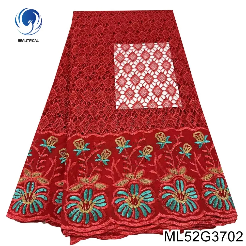 

Новинка 2023 года, европейское и американское дизайнерское платье с вышивкой в нигерийском красном водорастворимом кружево, французское вечернее платье для свиданий, ML52G37