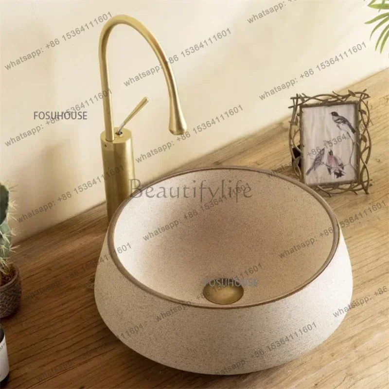 FG Modern Light Luxury Round Bathroom Basin Countertop Washbasin White Ceramic Home Hotel Courtyard Balcony washing hand basin