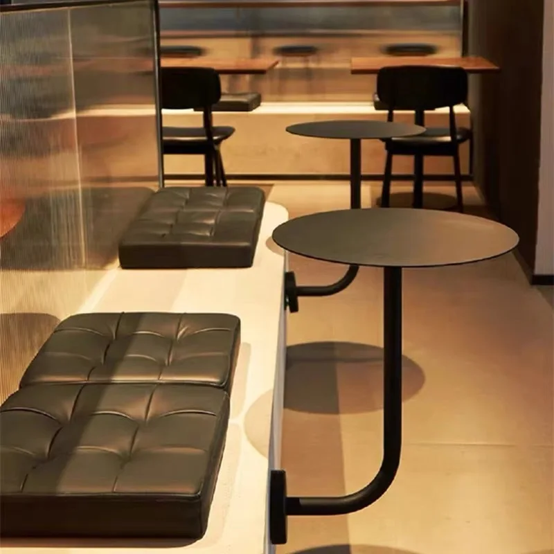 

Milk tea dessert shop wall table cafe booth table against the wall wall wall hanging table black wall mounted small round table
