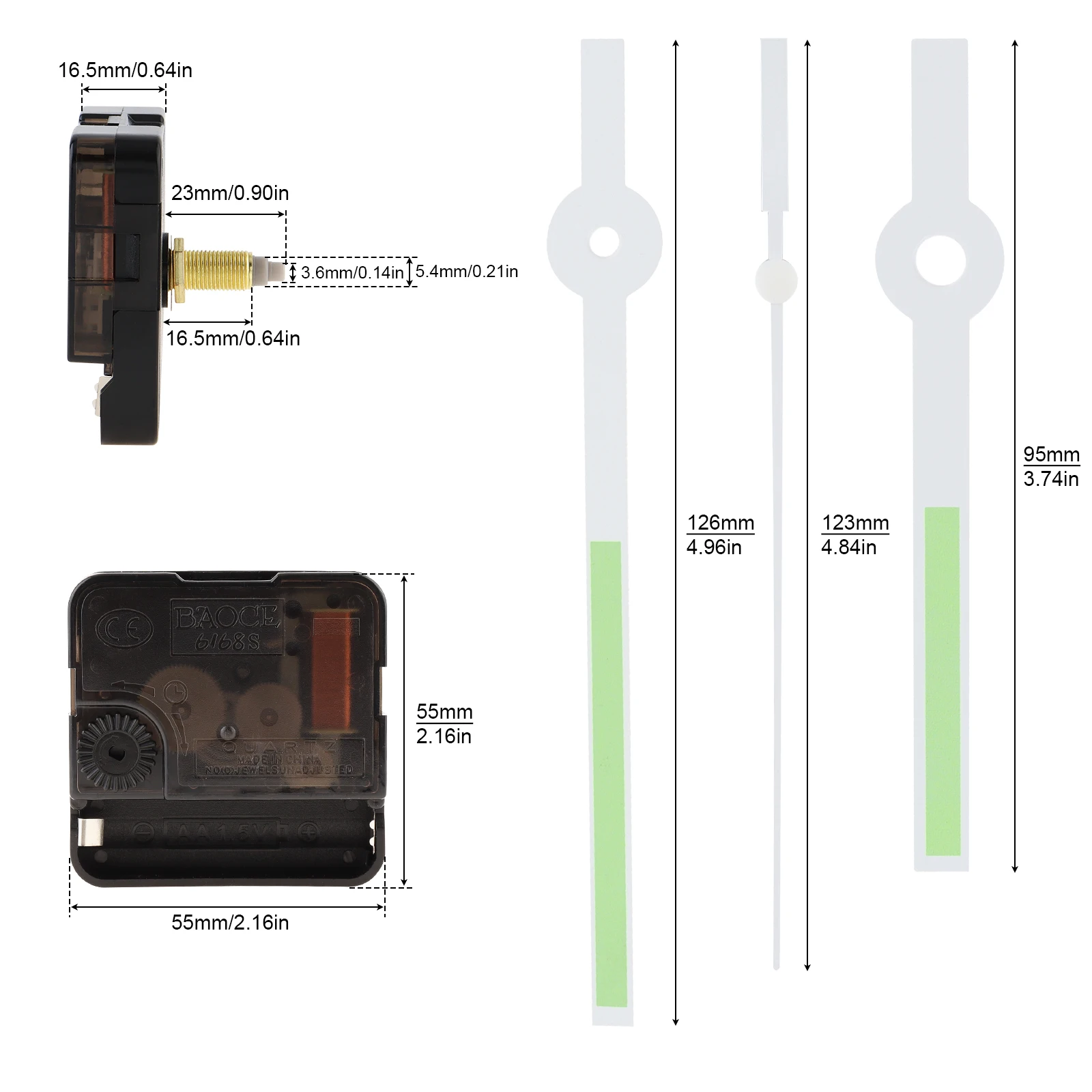 Quarzbatteriebetriebene, leise Wanduhr-Bewegungsmechanismen für Heimwerker/Reparatur, Ersatz von Uhrenteilen