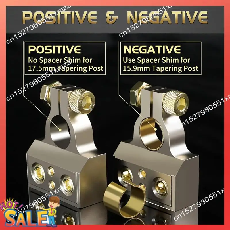 ABCL Battery Terminals, 0/4/8/10 Gauge Battery Terminal Connectors With Shims And Protective Covers, Car Battery Cable Ends