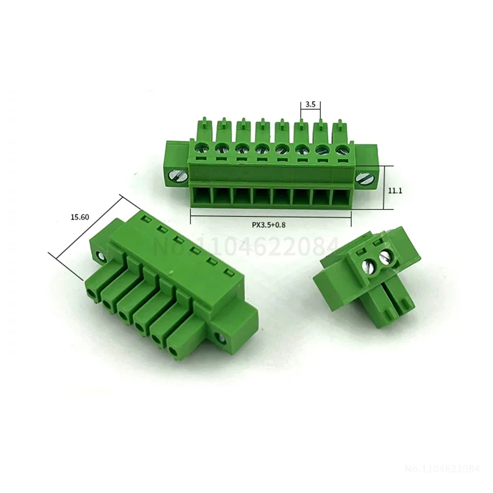 (5 pcs) 2EDGKM 3.5mm Plug-in terminal block with flange lugs Plug hole socket 2-24P KF 15EDGKM 3.5