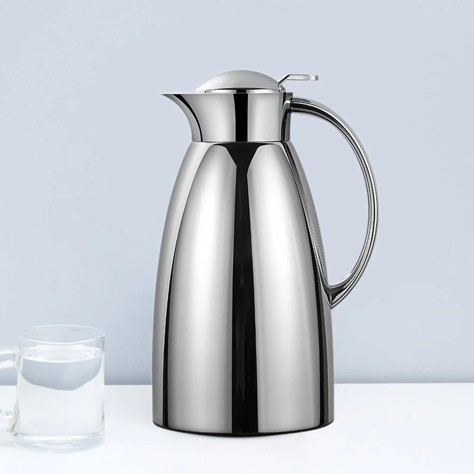 Stainless Steel Thermal Coffee Carafe 2L Double Walled Vacuum Kettle for Lemonade Milk Hot Liquids Beverage Refrigerator