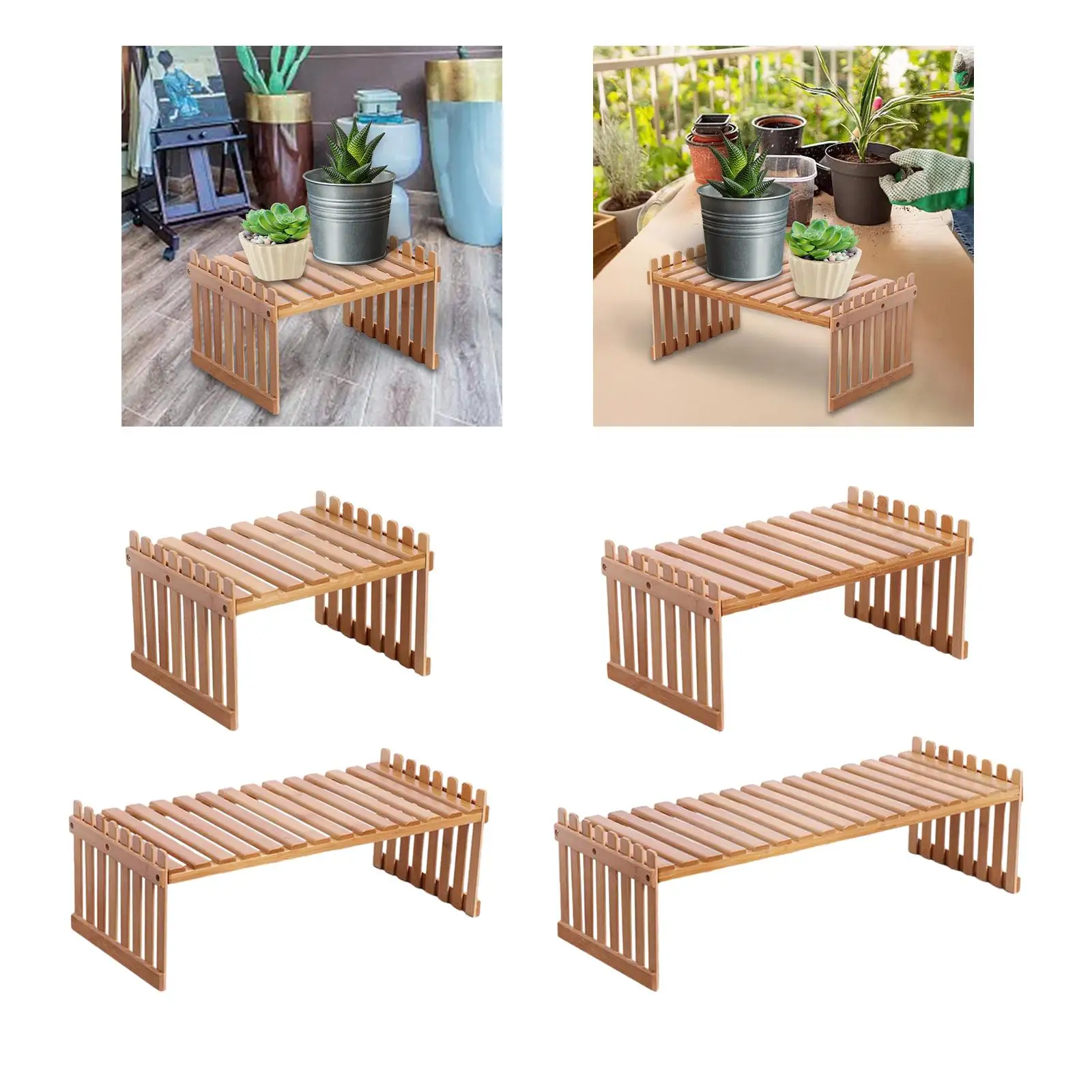 Tabletop Plant Stand Planter Holder Wood Organizer Desktop Flower Stand Flower Pot Display Rack for Garden Living Room Patio