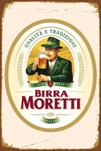 Placa de Metal Retrô Italiana Birra Moretti, Poster Decorativo para Garagem, A4-Alumínio