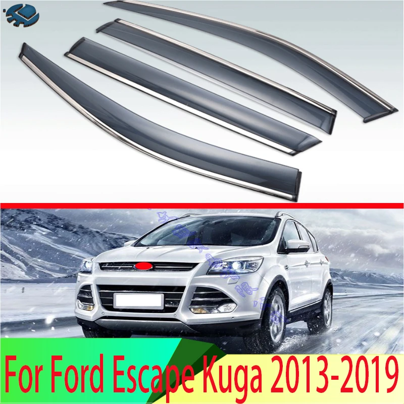 For Ford Escape Kuga 2013-2019 2013 2014 2015 2016 2017 Plastic Exterior Visor Vent Shades Window Sun Rain Guard Deflector 4pcs